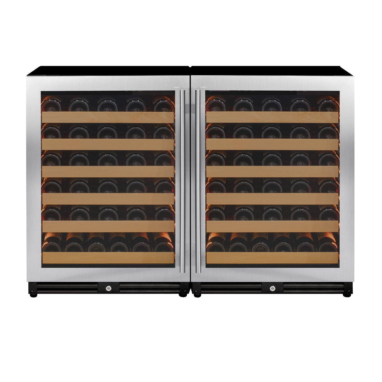 Allavino Reserva Series 112 Bottle Dual Zone Built-in Luxury Wine Refrigerator with Stainless Steel Doors - Side-by-Side