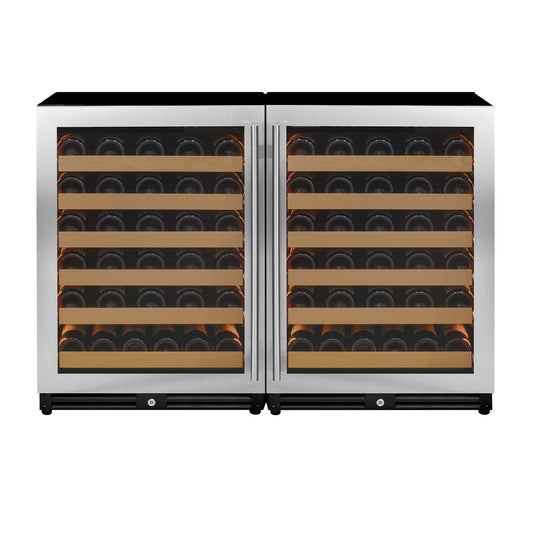 Allavino Reserva Series 112 Bottle Dual Zone Built-in Luxury Wine Refrigerator with Stainless Steel Doors - Side-by-Side