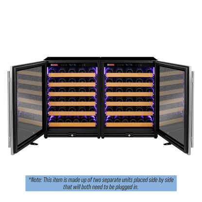 Allavino Reserva Series 112 Bottle Dual Zone Built-in Luxury Wine Refrigerator with Stainless Steel Doors - Side-by-Side