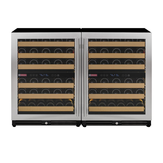 Allavino Reserva Series 112 Bottle Four Zone Undercounter Wine Refrigerator Cooler with Stainless Steel Doors - Side-by-Side
