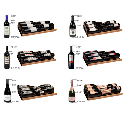 Allavino Reserva Series 134 Bottle 71-Inch Shallow Four Zone Side-by-Side Wine Refrigerators with Black Doors and Wood Front Shelves