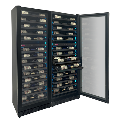 Allavino Reserva Series 134 Bottle Four Zone Shallow Side-by-Side Wine Refrigerators with Black Doors