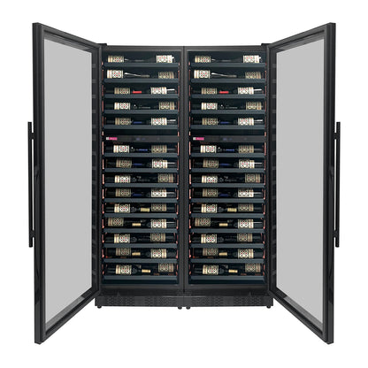 Allavino Reserva Series 134 Bottle Four Zone Shallow Side-by-Side Wine Refrigerators with Black Doors