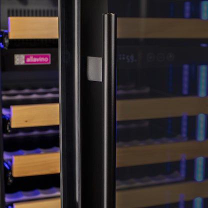 Allavino Reserva Series 172 Bottle Dual Zone Built-in Wine Refrigerator with Black Glass Door - Left Hinge