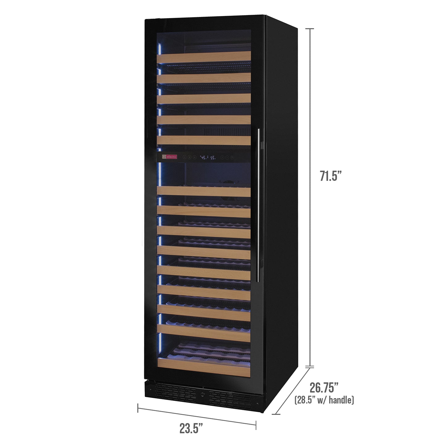 Allavino Reserva Series 172 Bottle Dual Zone Built-in Wine Refrigerator with Black Glass Door - Left Hinge