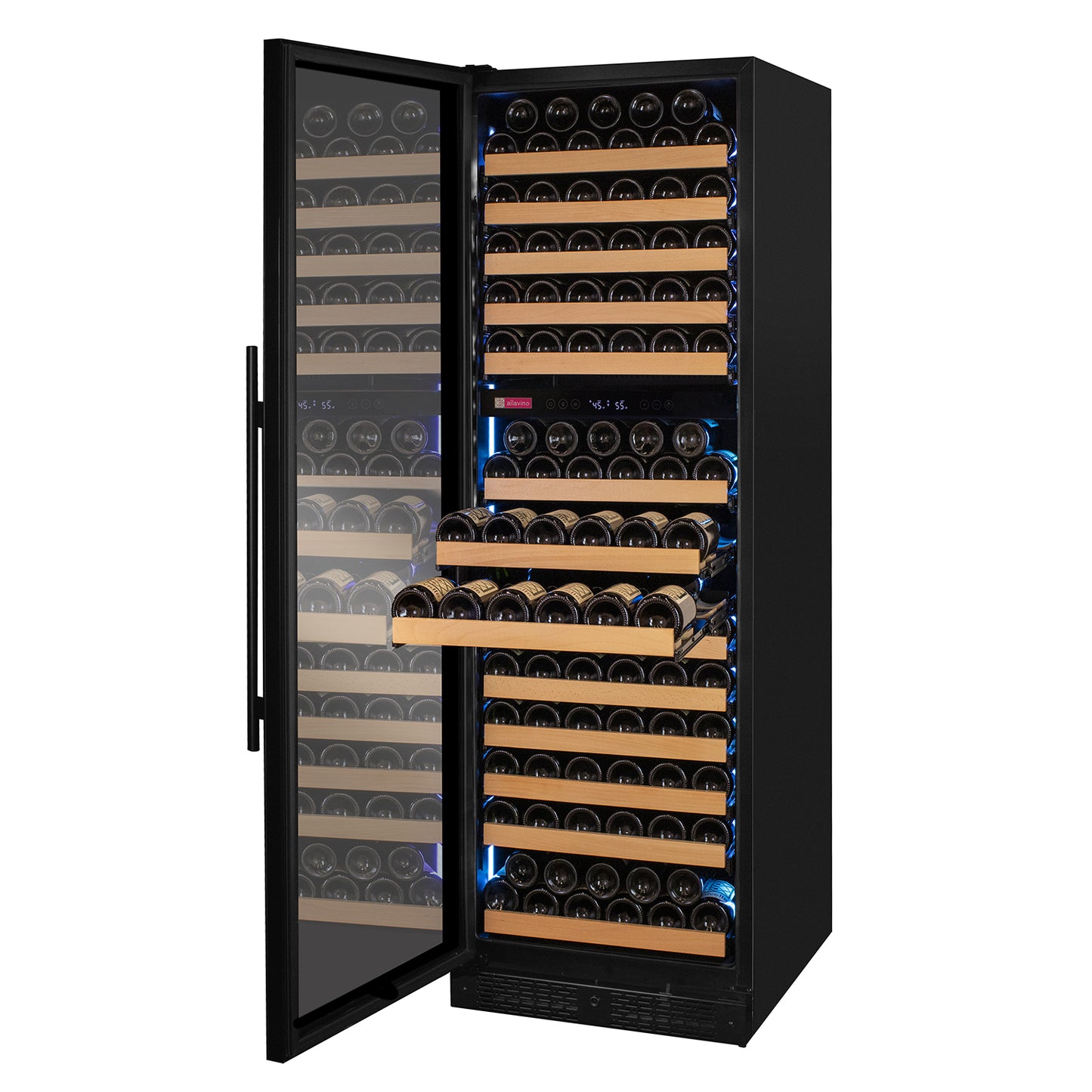 Allavino Reserva Series 172 Bottle Dual Zone Built-in Wine Refrigerator with Black Glass Door - Left Hinge