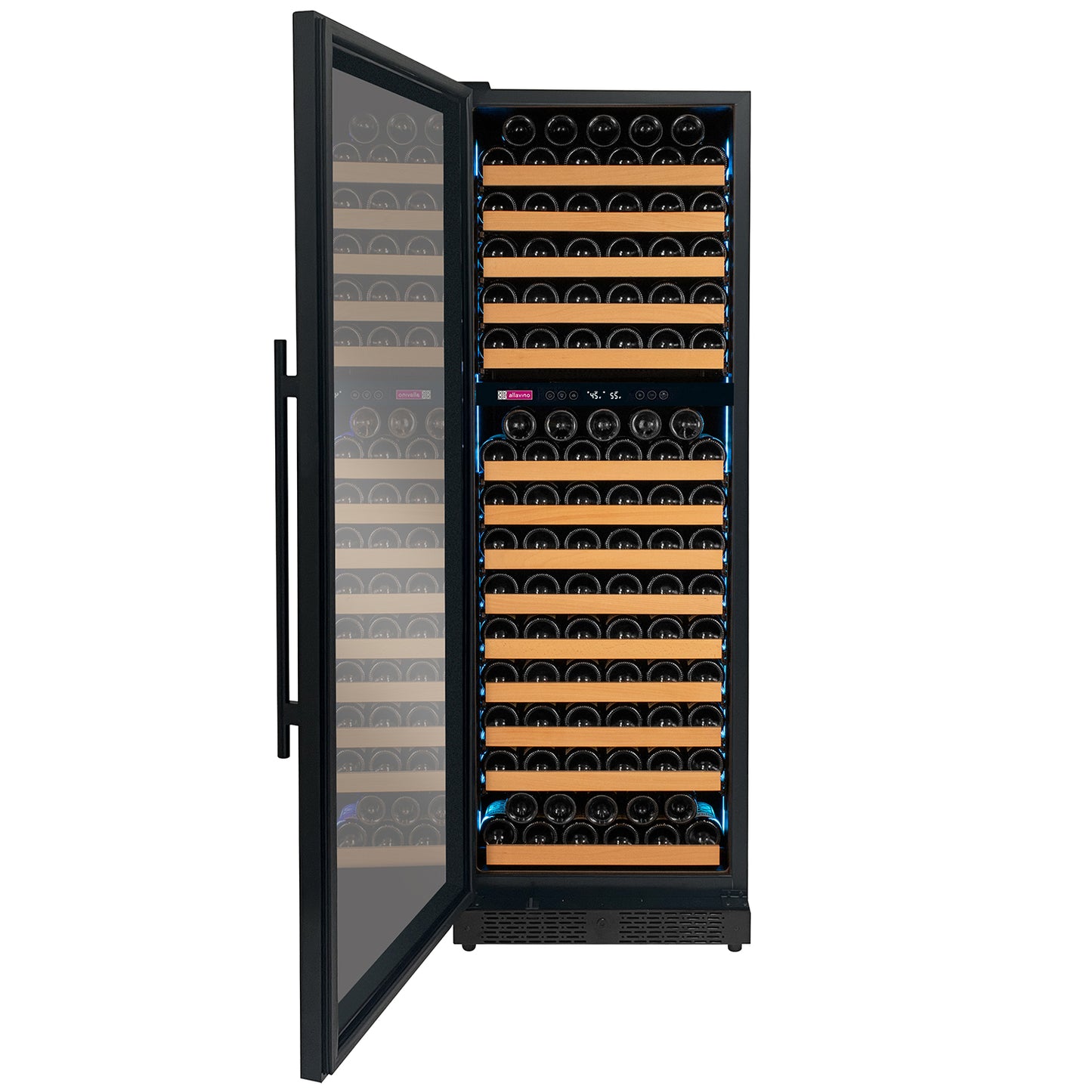 Allavino Reserva Series 172 Bottle Dual Zone Built-in Wine Refrigerator with Black Glass Door - Left Hinge