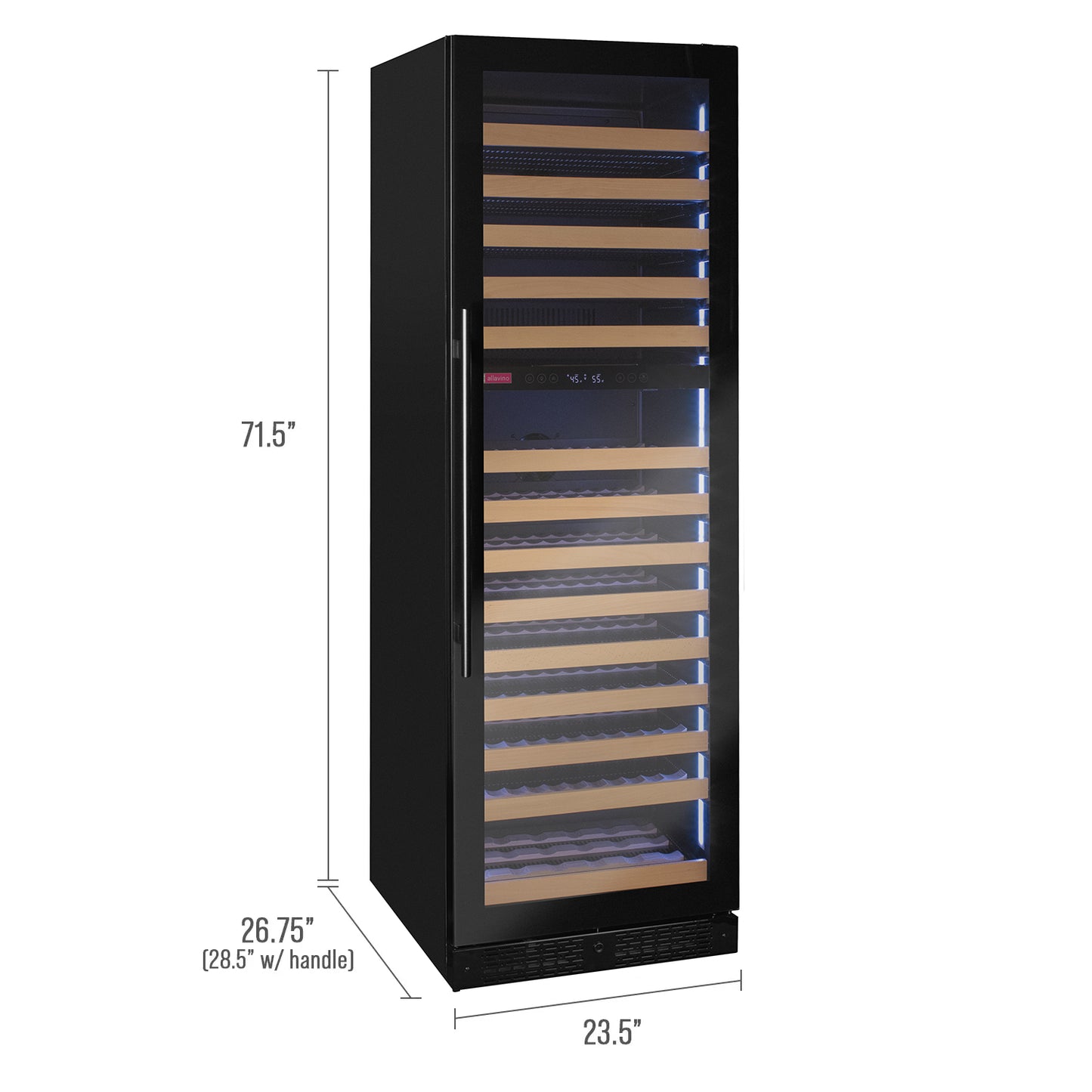 Allavino Reserva Series 172 Bottle Dual Zone Built-in Wine Refrigerator with Black Glass Door - Right Hinge