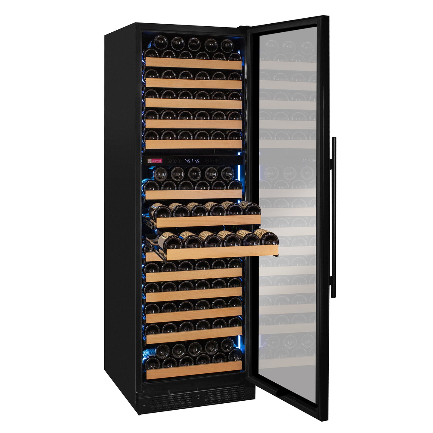 Allavino Reserva Series 172 Bottle Dual Zone Built-in Wine Refrigerator with Black Glass Door - Right Hinge