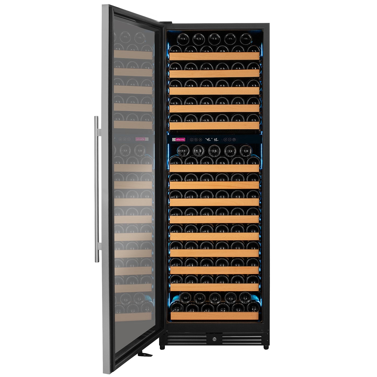Allavino Reserva Series 172 Bottle Dual Zone Built-in Wine Refrigerator with Stainless Steel Door - Left Hinge