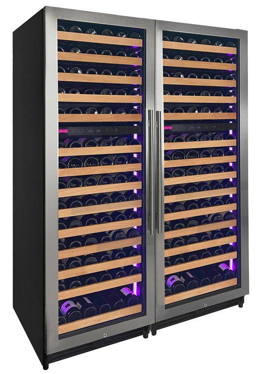Allavino Reserva Series 308 Bottle 71-Inch Tall Four Zone Stainless Steel Side-by-Side Wine Refrigerator