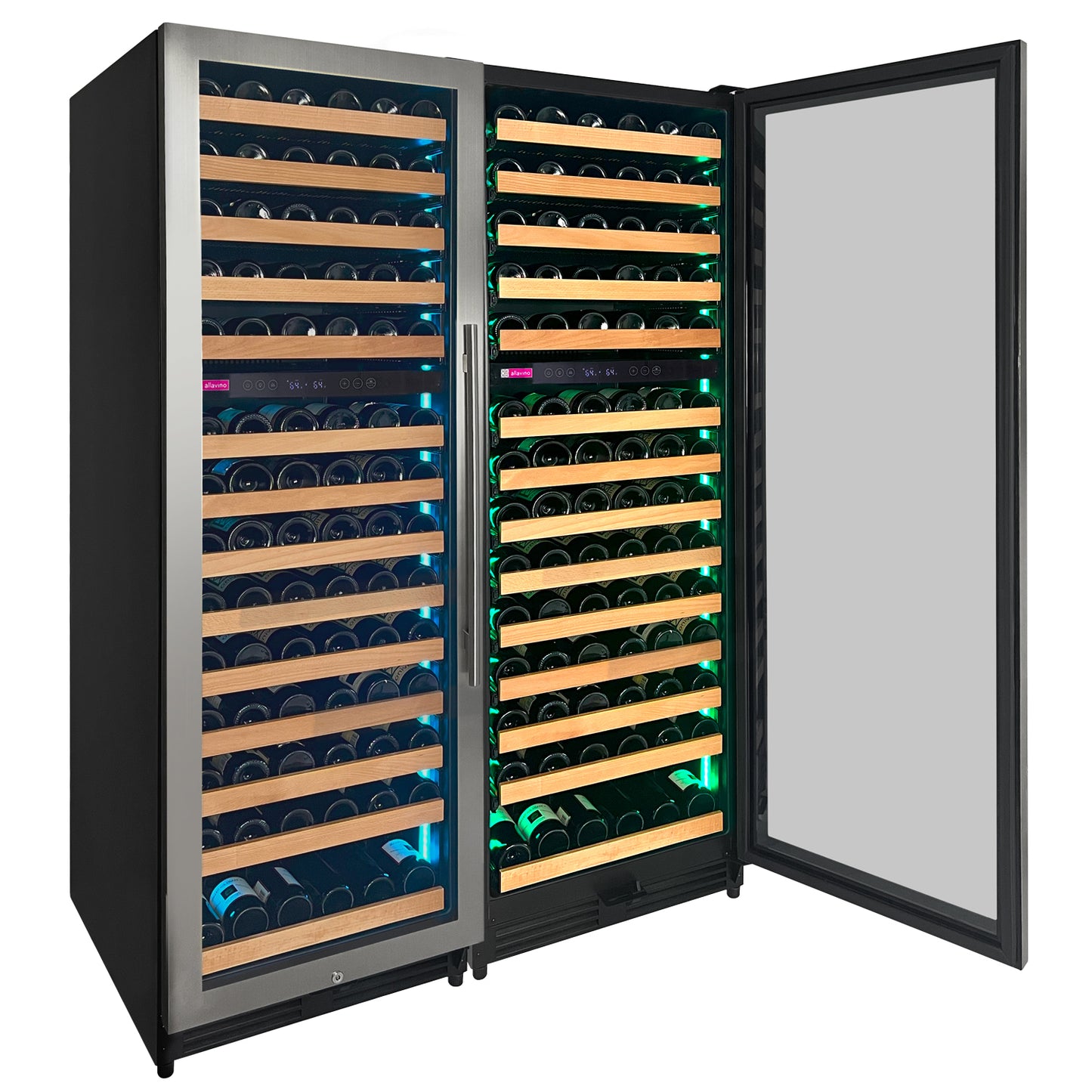 Allavino Reserva Series 308 Bottle 71-Inch Tall Four Zone Stainless Steel Side-by-Side Wine Refrigerator