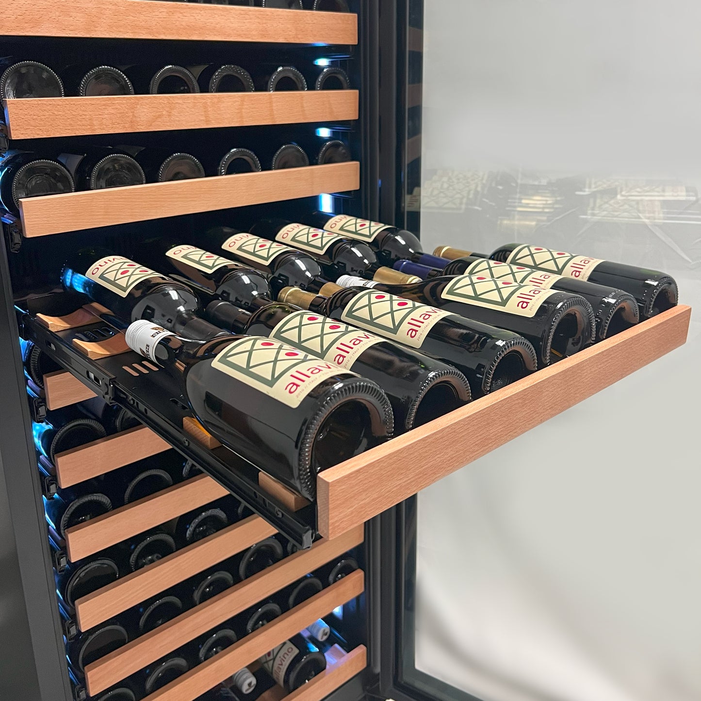 Allavino Reserva Series 308 Bottle 71-Inch Tall Four Zone Stainless Steel Side-by-Side Wine Refrigerator
