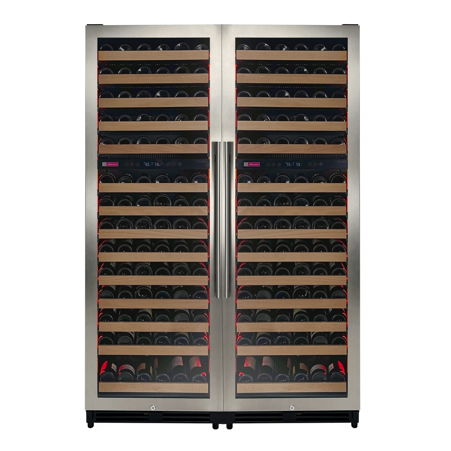 Allavino Reserva Series 308 Bottle 71-Inch Tall Four Zone Stainless Steel Side-by-Side Wine Refrigerator