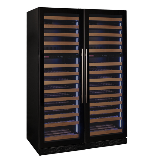 Allavino Reserva Series 308 Bottle Four Zone Tall Side-by-Side Wine Refrigerators with Black Glass Doors