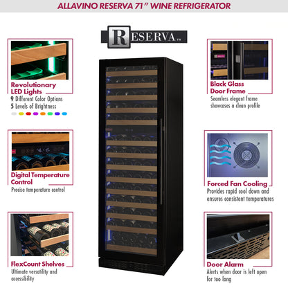 Allavino Reserva Series 308 Bottle Four Zone Tall Side-by-Side Wine Refrigerators with Black Glass Doors