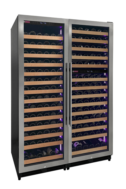 Allavino Reserva Series 317 Bottle 71-Inch Tall Three Zone Stainless Steel Side-by-Side Wine Refrigerator