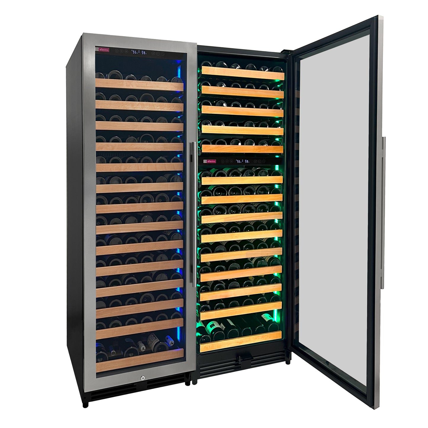 Allavino Reserva Series 317 Bottle 71-Inch Tall Three Zone Stainless Steel Side-by-Side Wine Refrigerator