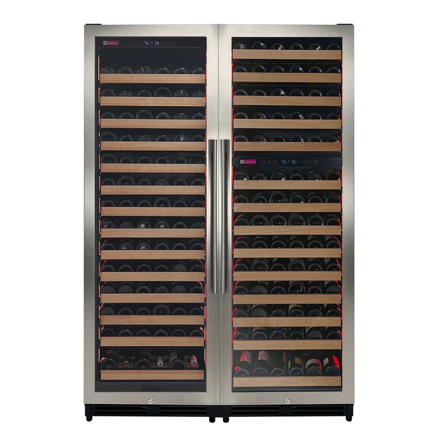 Allavino Reserva Series 317 Bottle 71-Inch Tall Three Zone Stainless Steel Side-by-Side Wine Refrigerator