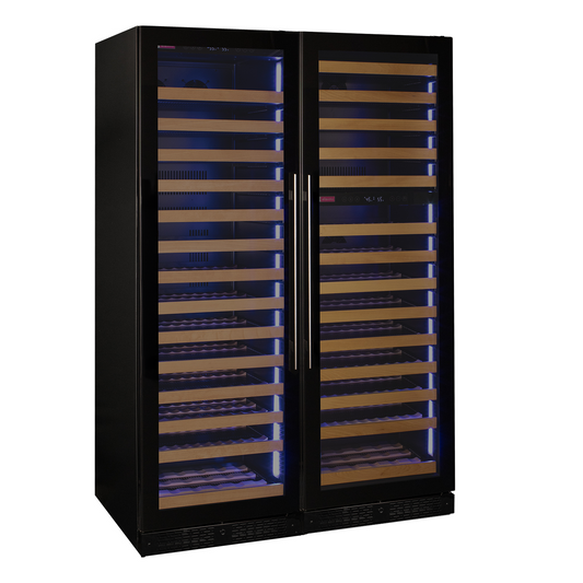 Allavino Reserva Series 317 Bottle Three Zone Tall Side-by-Side Wine Refrigerators with Black Glass Doors