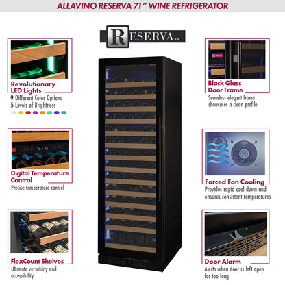 Allavino Reserva Series 317 Bottle Three Zone Tall Side-by-Side Wine Refrigerators with Black Glass Doors