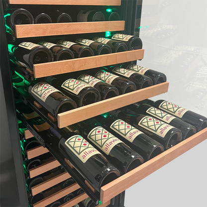 Allavino Reserva Series 317 Bottle Three Zone Tall Side-by-Side Wine Refrigerators with Black Glass Doors