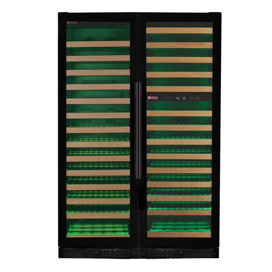 Allavino Reserva Series 317 Bottle Three Zone Tall Side-by-Side Wine Refrigerators with Black Glass Doors
