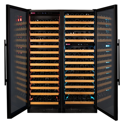 Allavino Reserva Series 317 Bottle Three Zone Tall Side-by-Side Wine Refrigerators with Black Glass Doors