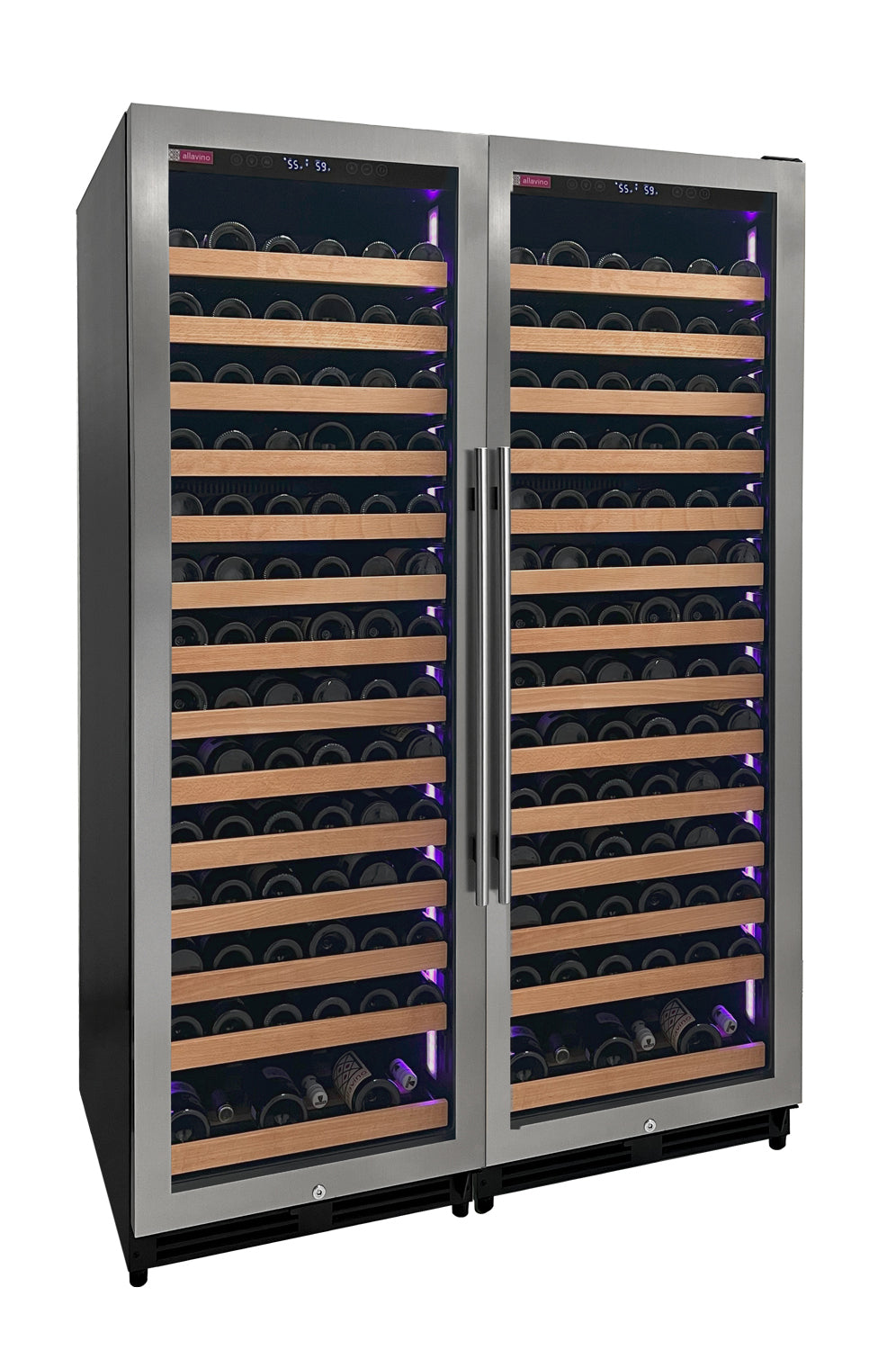 Allavino Reserva Series 326 Bottle 71-Inch Tall Dual Zone Stainless Steel Side-by-Side Wine Refrigerator