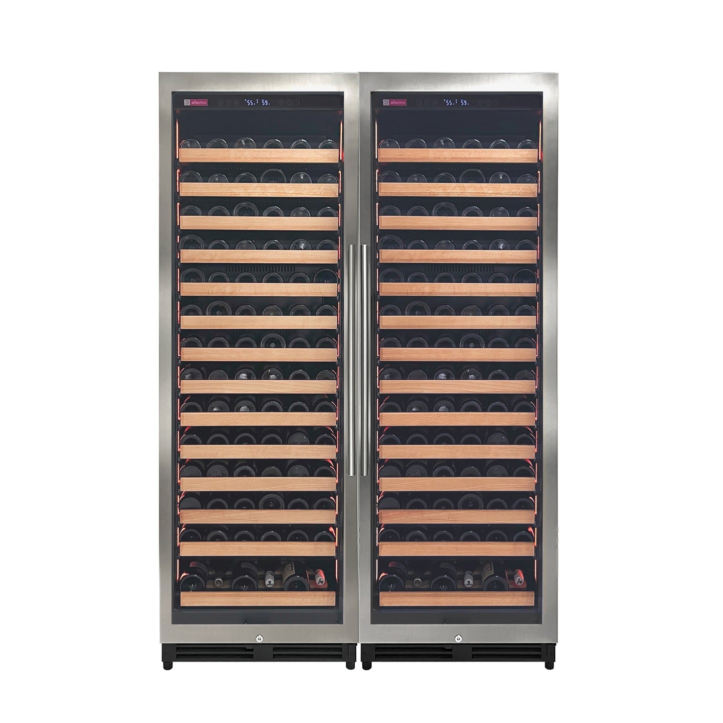 Allavino Reserva Series 326 Bottle 71-Inch Tall Dual Zone Stainless Steel Side-by-Side Wine Refrigerator