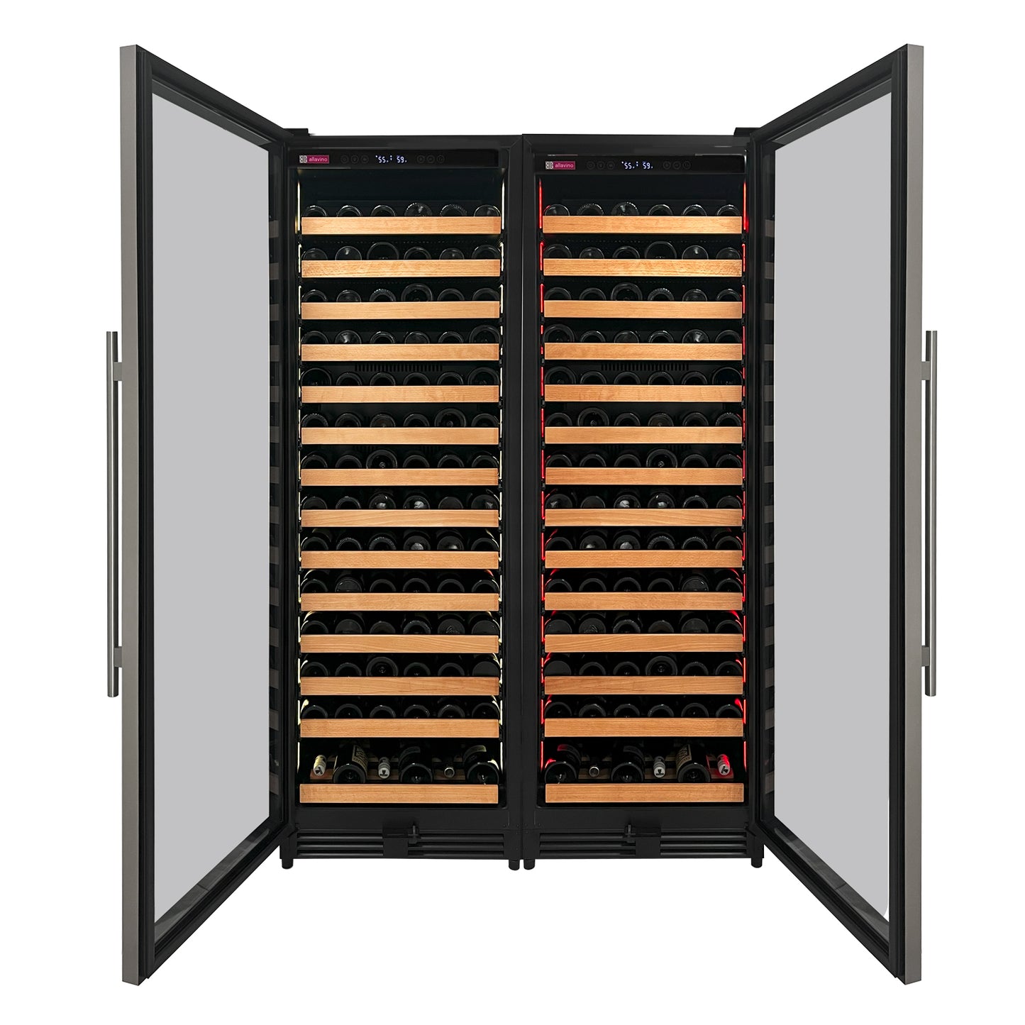 Allavino Reserva Series 326 Bottle 71-Inch Tall Dual Zone Stainless Steel Side-by-Side Wine Refrigerator