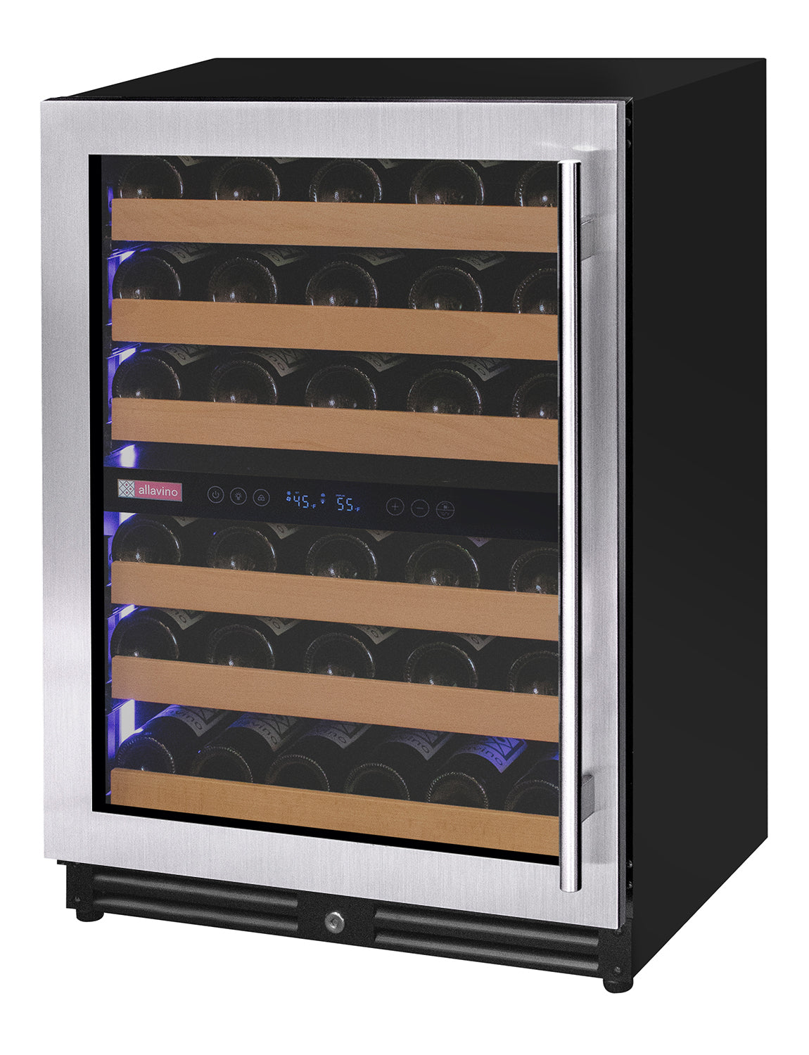 Allavino Reserva Series 51 Bottle Dual Zone Undercounter Wine Refrigerator Cooler with Stainless Steel Door - Left Hinge