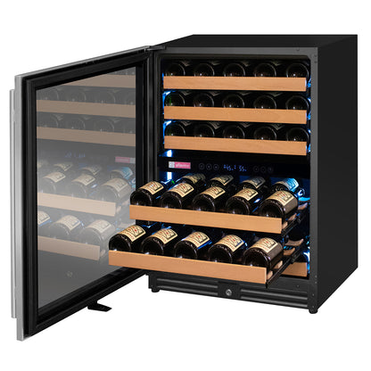 Allavino Reserva Series 51 Bottle Dual Zone Undercounter Wine Refrigerator Cooler with Stainless Steel Door - Left Hinge