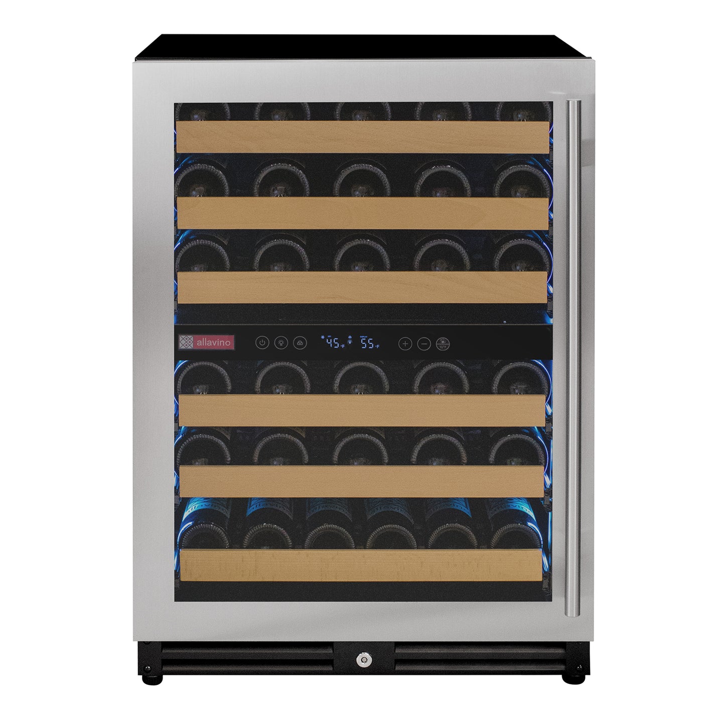 Allavino Reserva Series 51 Bottle Dual Zone Undercounter Wine Refrigerator Cooler with Stainless Steel Door - Left Hinge