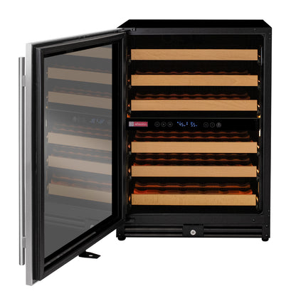Allavino Reserva Series 51 Bottle Dual Zone Undercounter Wine Refrigerator Cooler with Stainless Steel Door - Left Hinge