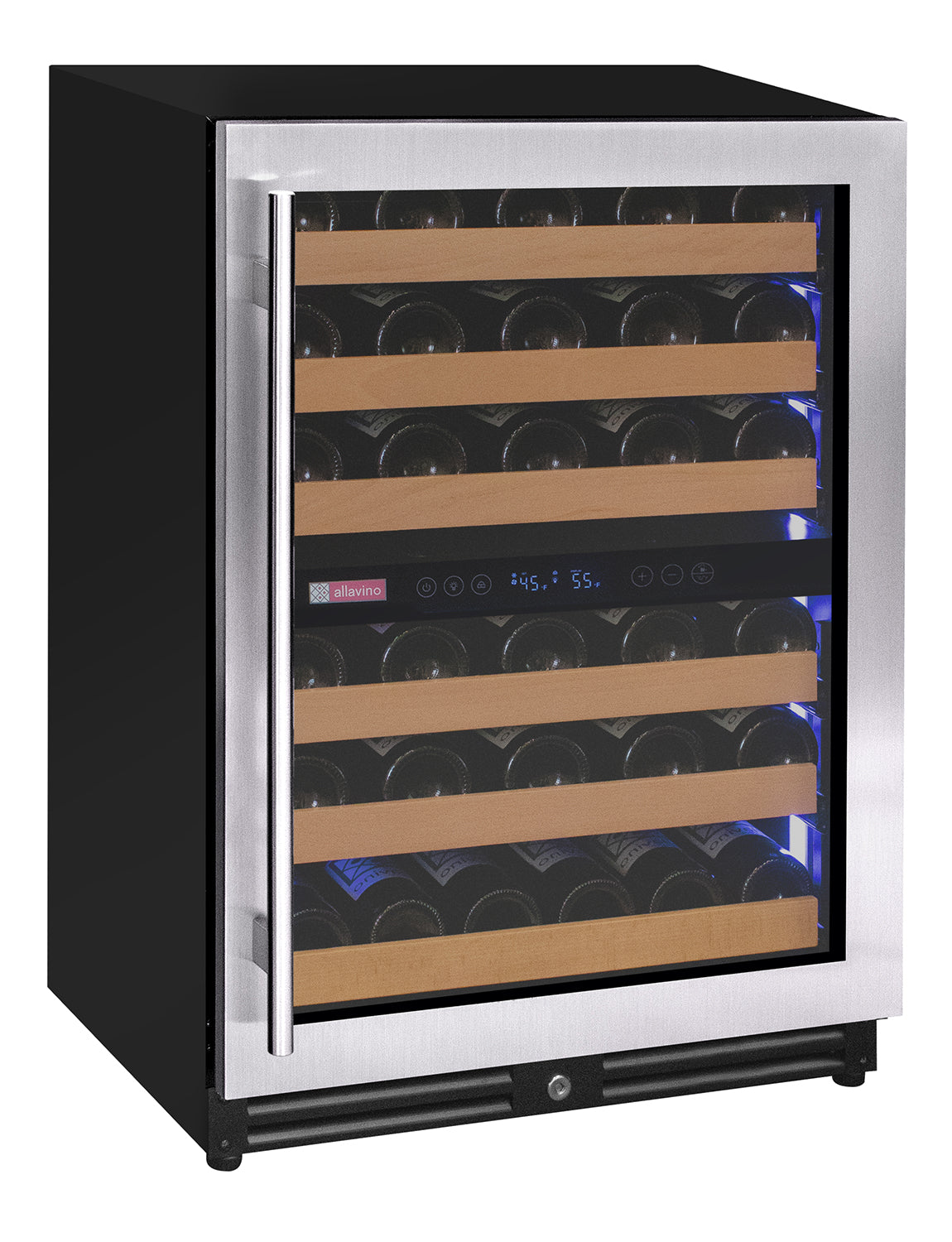 Allavino Reserva Series 51 Bottle Dual Zone Undercounter Wine Refrigerator Cooler with Stainless Steel Door - Right Hinge