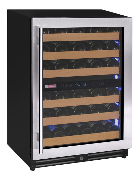 Allavino Reserva Series 51 Bottle Dual Zone Undercounter Wine Refrigerator Cooler with Stainless Steel Door - Right Hinge