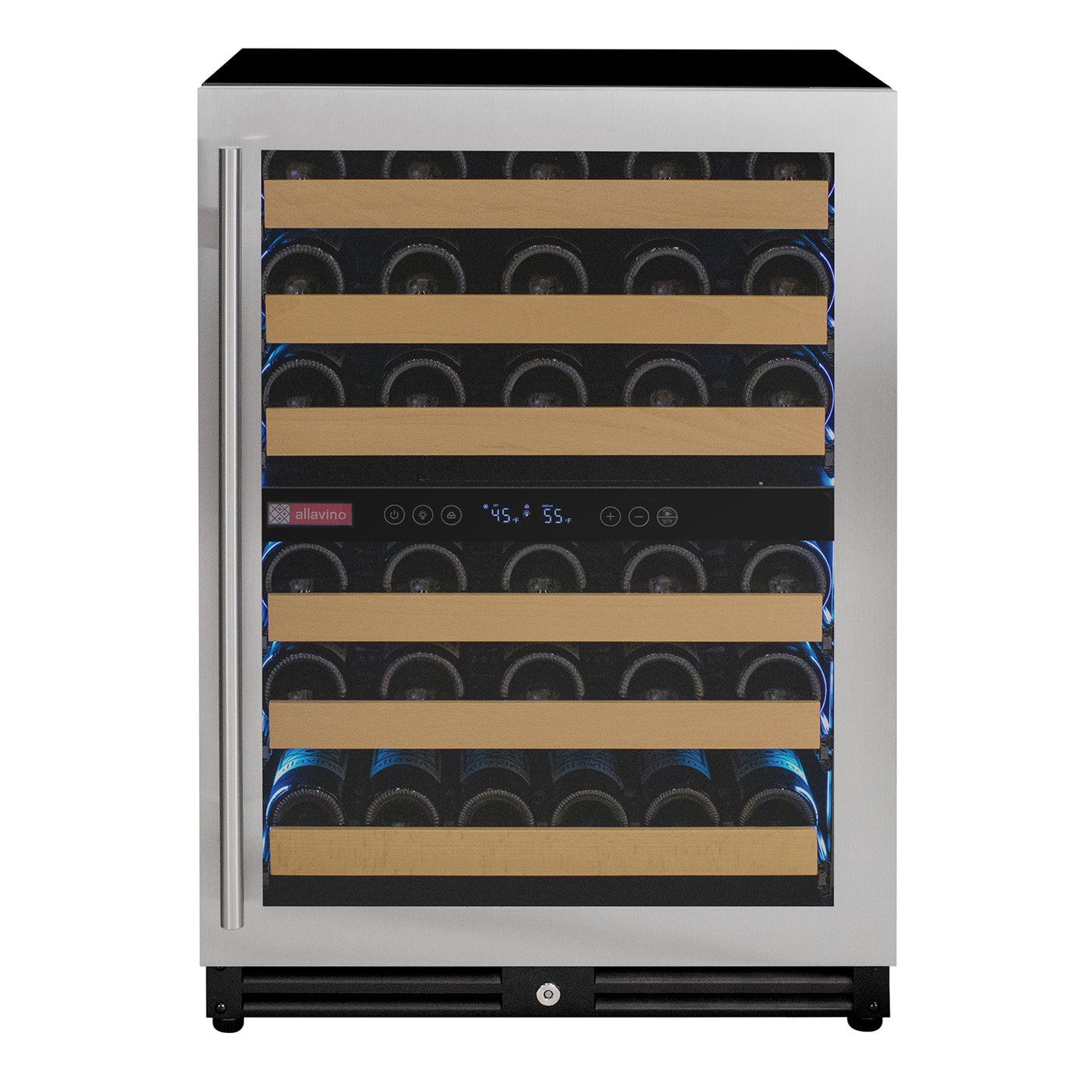Allavino Reserva Series 51 Bottle Dual Zone Undercounter Wine Refrigerator Cooler with Stainless Steel Door - Right Hinge