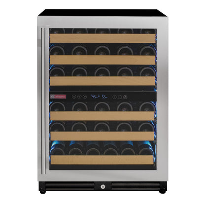 Allavino Reserva Series 51 Bottle Dual Zone Undercounter Wine Refrigerator Cooler with Stainless Steel Door - Right Hinge