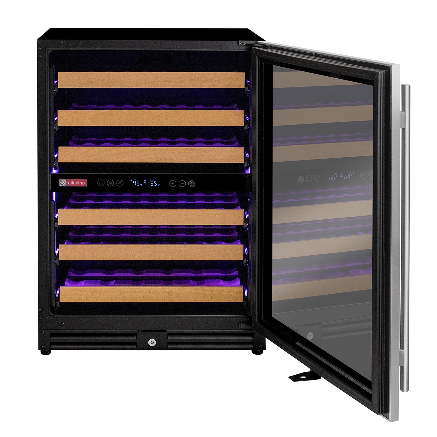 Allavino Reserva Series 51 Bottle Dual Zone Undercounter Wine Refrigerator Cooler with Stainless Steel Door - Right Hinge