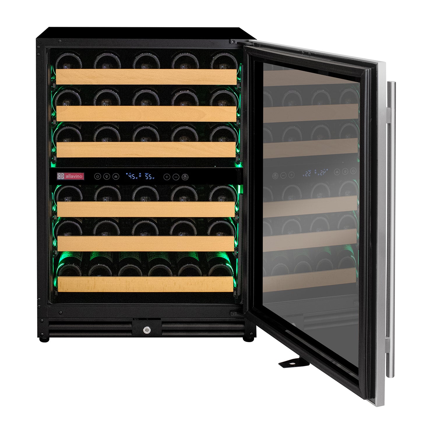 Allavino Reserva Series 51 Bottle Dual Zone Undercounter Wine Refrigerator Cooler with Stainless Steel Door - Right Hinge