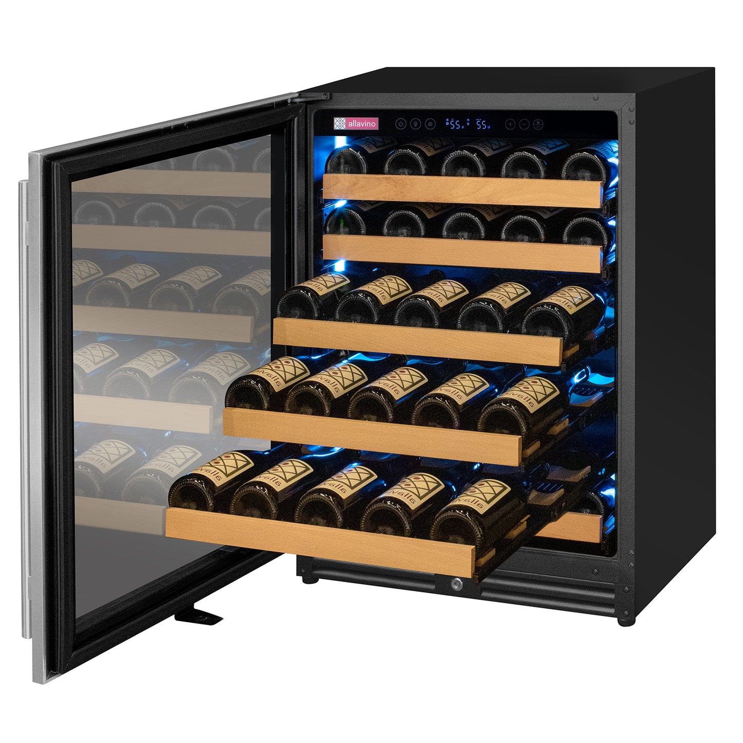 Allavino Reserva Series 51 Bottle Single Zone Built-in Luxury Wine Refrigerator with Stainless Steel Door - Left Hinge