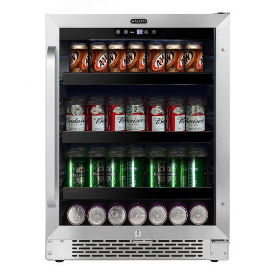 Whynter BBR-148SB 24 inch Built-In 140 Can Undercounter Stainless Steel Beverage Refrigerator cooler with Reversible Door, Digital Control, Lock and Carbon Filter