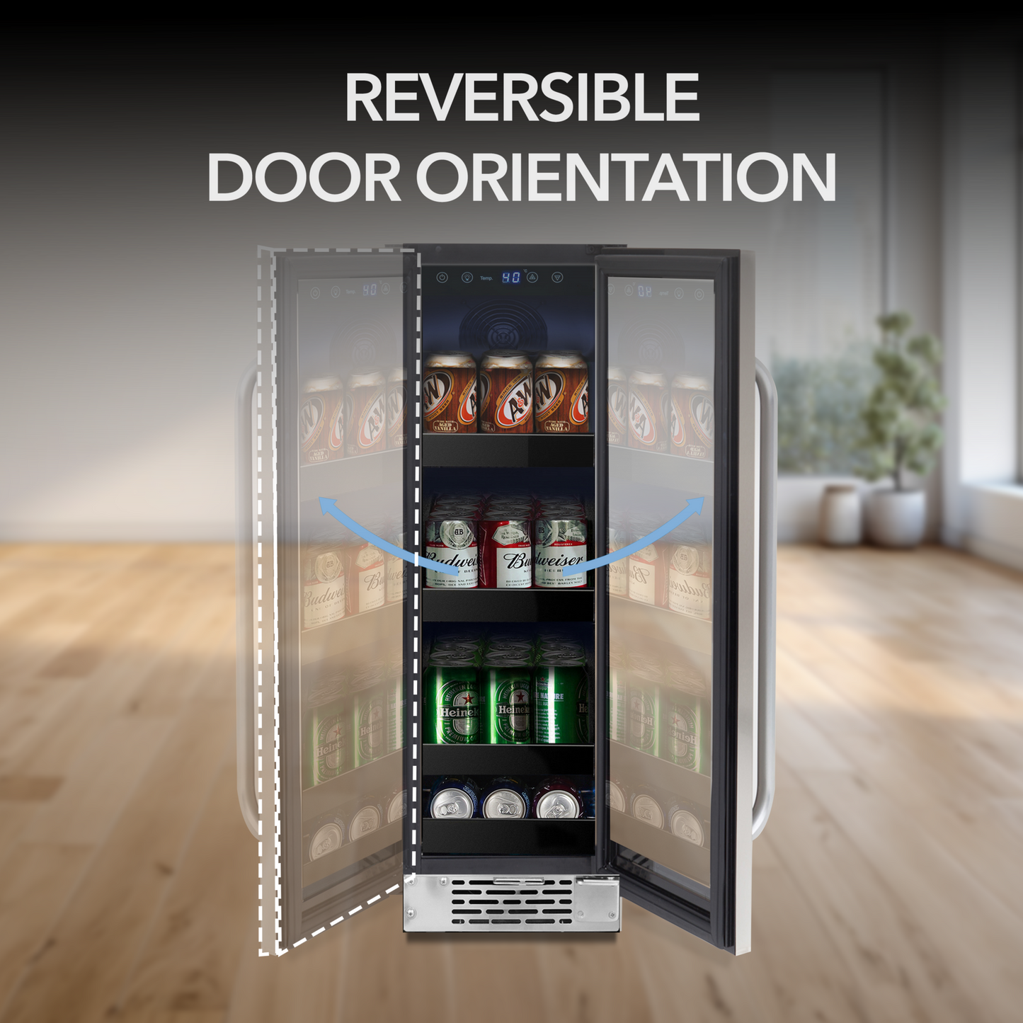 Whynter BBR-638SB 12 inch Built-In 60 Can Undercounter Stainless Steel Beverage Refrigerator cooler with Reversible Door, Digital Control, Lock and Carbon Filter