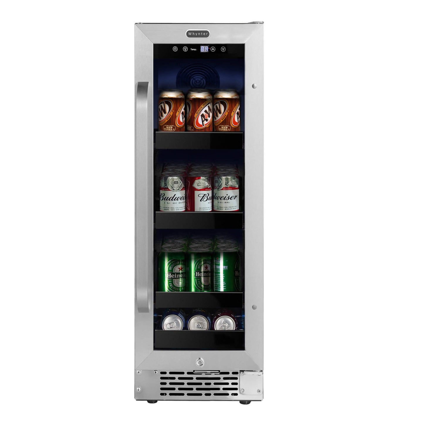 Whynter BBR-638SB 12 inch Built-In 60 Can Undercounter Stainless Steel Beverage Refrigerator cooler with Reversible Door, Digital Control, Lock and Carbon Filter