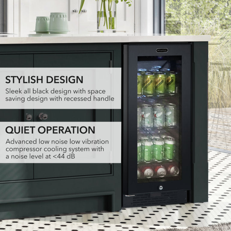 Whynter BBR-801BG 15" Built-in Black Glass 80-can capacity 3.4 cu ft. Beverage Refrigerator