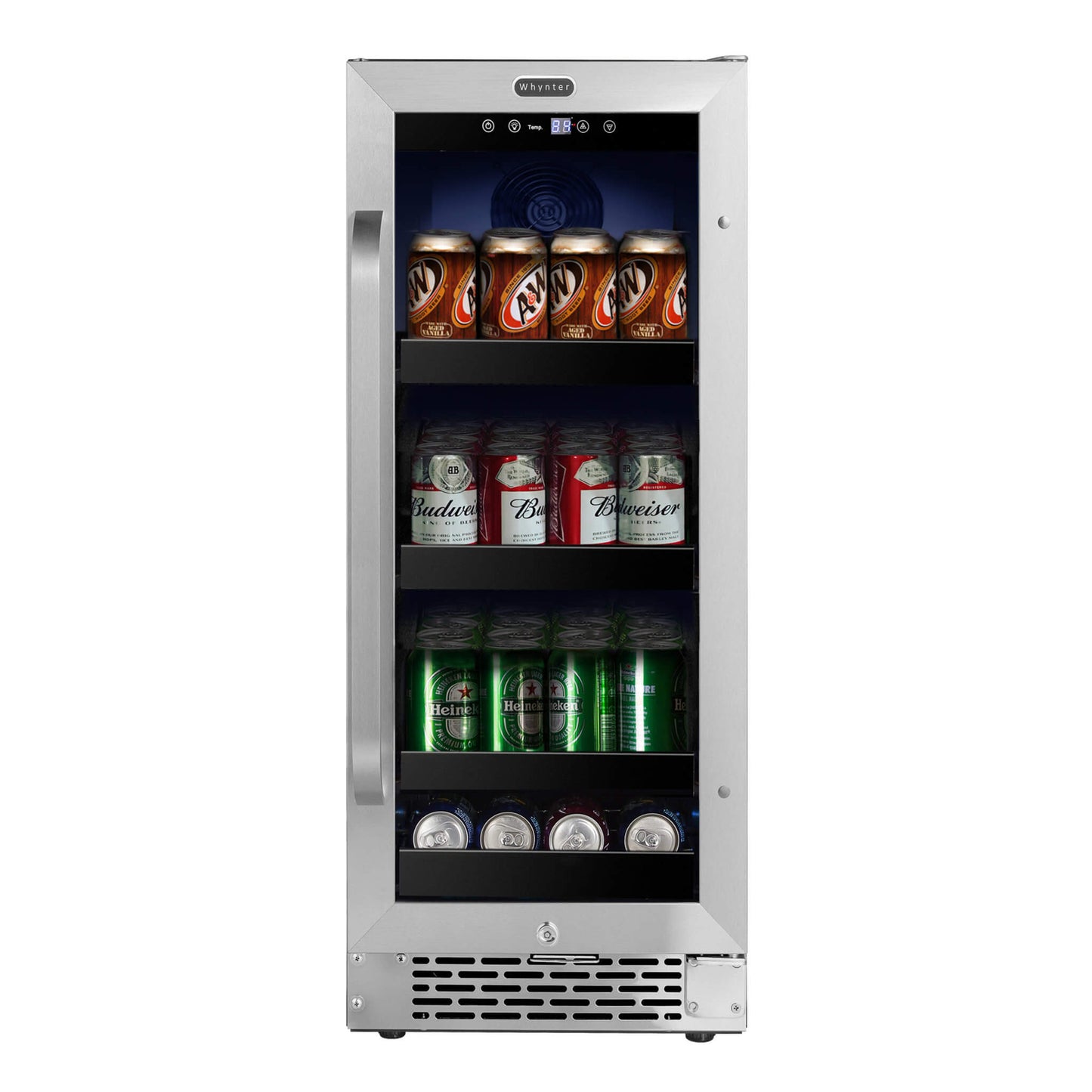 Whynter BBR-838SB 15 inch Built-In 80 Can Undercounter Stainless Steel Beverage Refrigerator cooler with Reversible Door, Digital Control, Lock and Carbon Filter