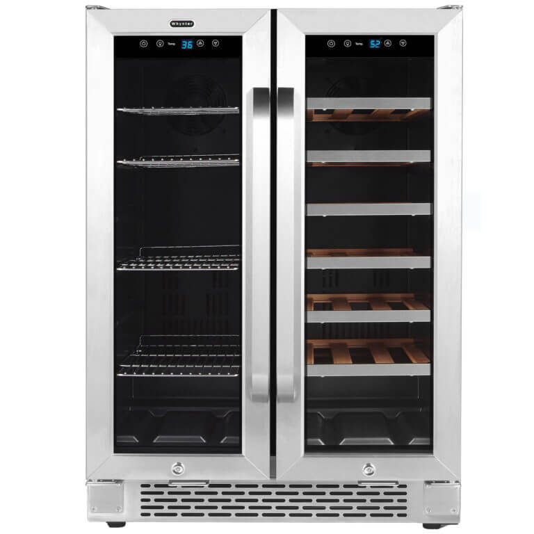 Whynter BWB-2060FDS/BWB-2060FDSa 24″ Built-In French Door Dual Zone 20 Bottle Wine Refrigerator 60 Can Beverage Center