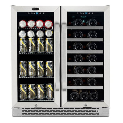 Whynter BWB-3388FDS/BWB-3388FDSa 30″ Built-In French Door Dual Zone 33 Bottle Wine Refrigerator 88 Can Beverage Center