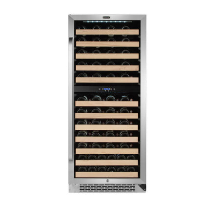 Whynter BWR-0922DZ/BWR-0922DZa 24" 92 Bottle Built-in Large Capacity Stainless Steel Dual Zone Compressor Wine Refrigerator with Display Rack and LED display